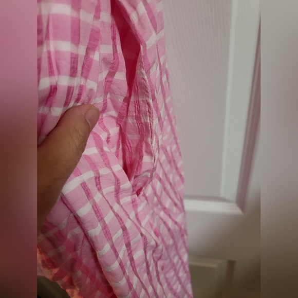 Chic Soul Lovely In Pink Ruffled Checkered Dress Size 3X - Picture 7 of 10